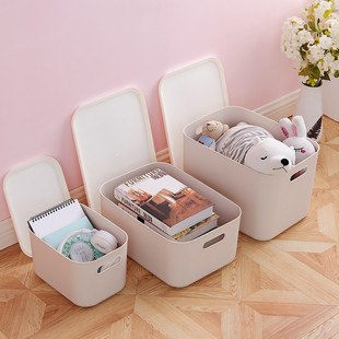 广华家用塑料衣物收纳箱 儿童玩具收纳盒简约 创意家居带盖储物箱