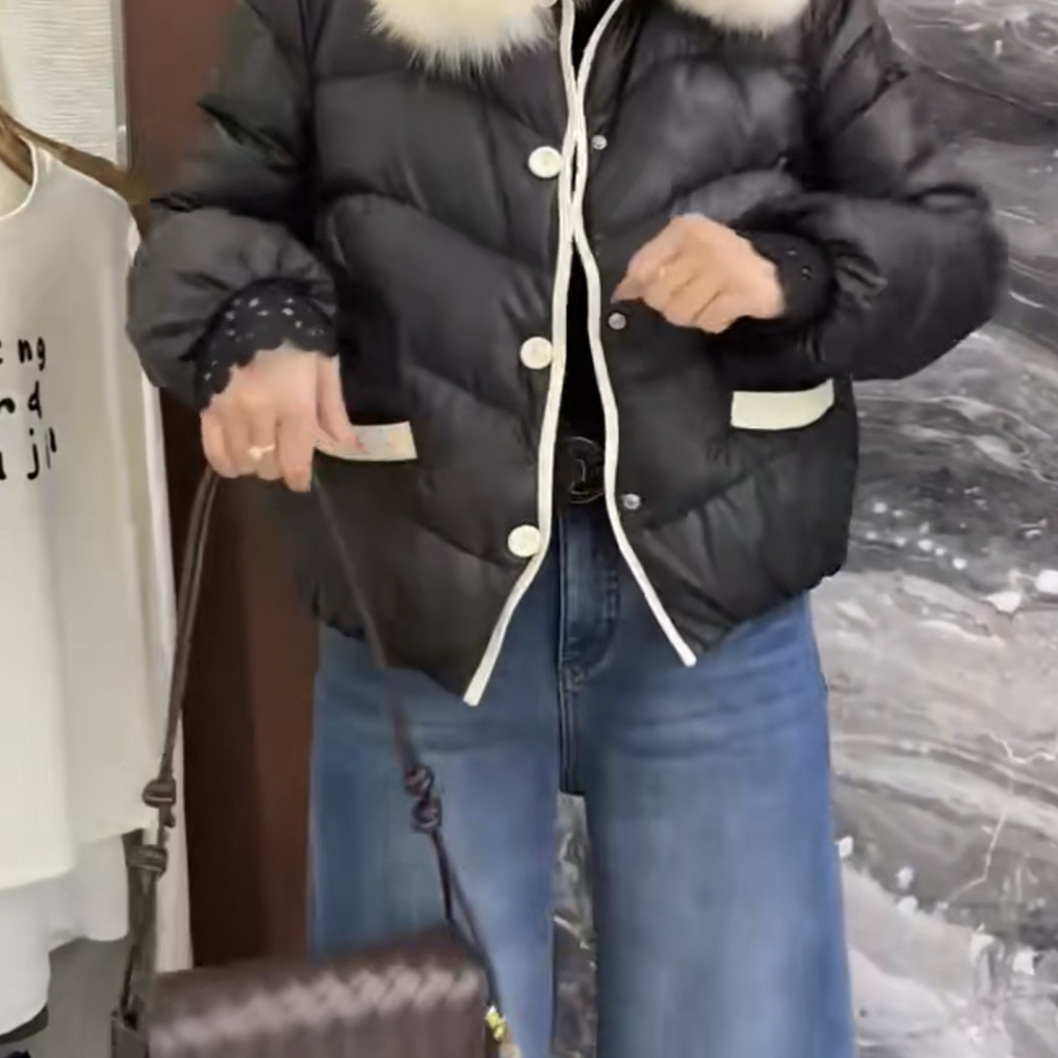 欧洲站2025冬LD狐狸毛领羽绒服女