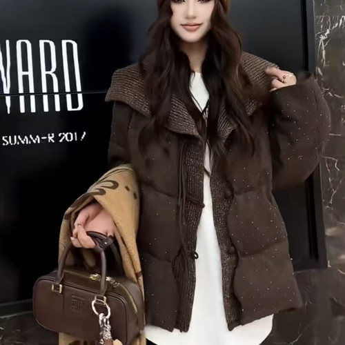 欧洲站2025冬季女大翻领羽绒服女