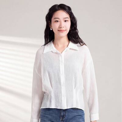 HX572-2026春季新款白色衬衫女简约通勤长袖上衣显瘦设计感衬衣