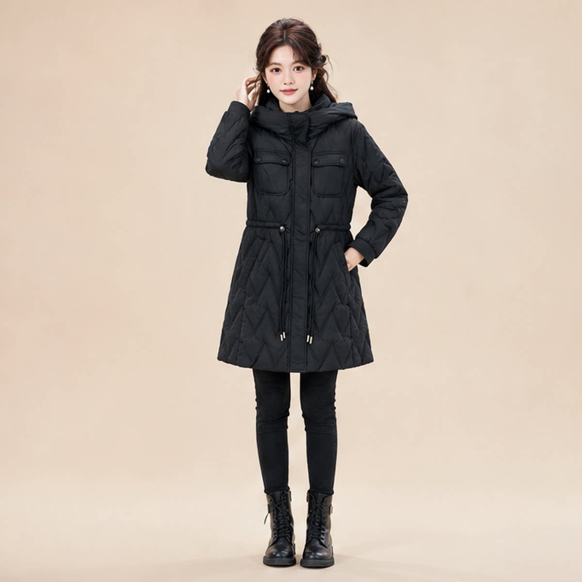 HY251-2026冬季新款黑羽绒服
