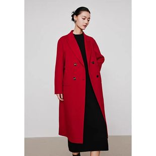 HS253双面呢大衣2025新款时尚翻领双排扣羊毛大衣外套