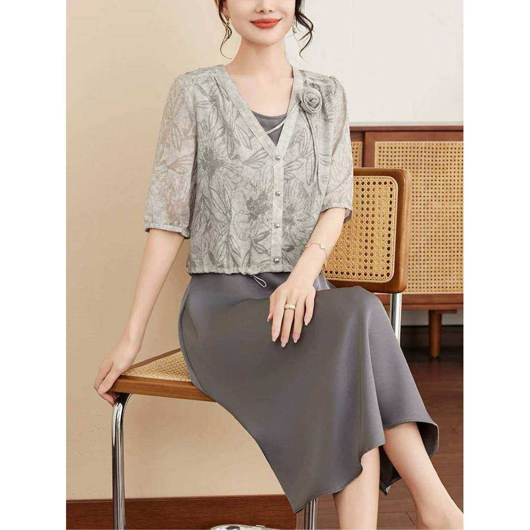 HT976套装女两件套2026夏新款气质小衫+连衣裙显瘦遮肉热销爆款
