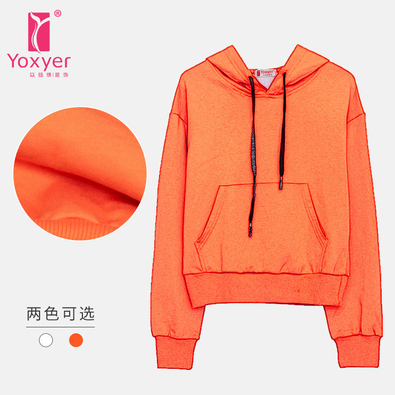 Yoxyer以线缘卫衣女新款韩版宽松背部拼接白雪公主撞色印花