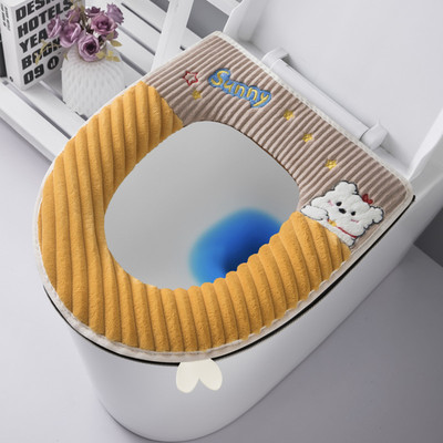 毛绒马桶垫坐垫子四季通用家用卡通冬季加厚拉链款坐便器套圈垫贴