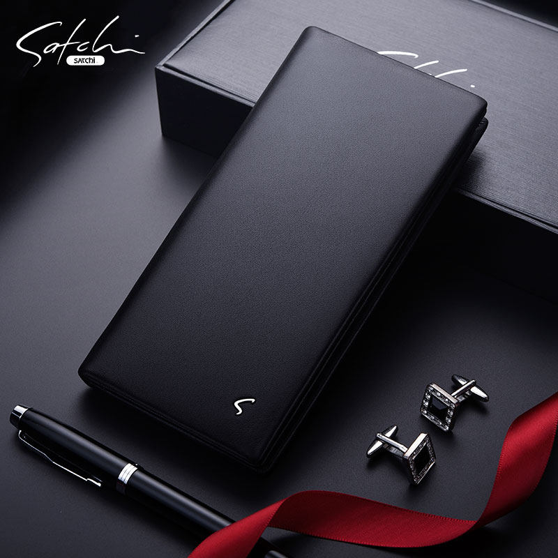 沙驰钱包男长款真皮新款男士钱夹牛皮青年正品时尚潮男式商务皮夹