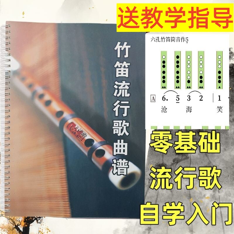 竹笛流行歌曲谱经典歌曲简谱乐谱集洞洞谱横笛子初学者零基础入门