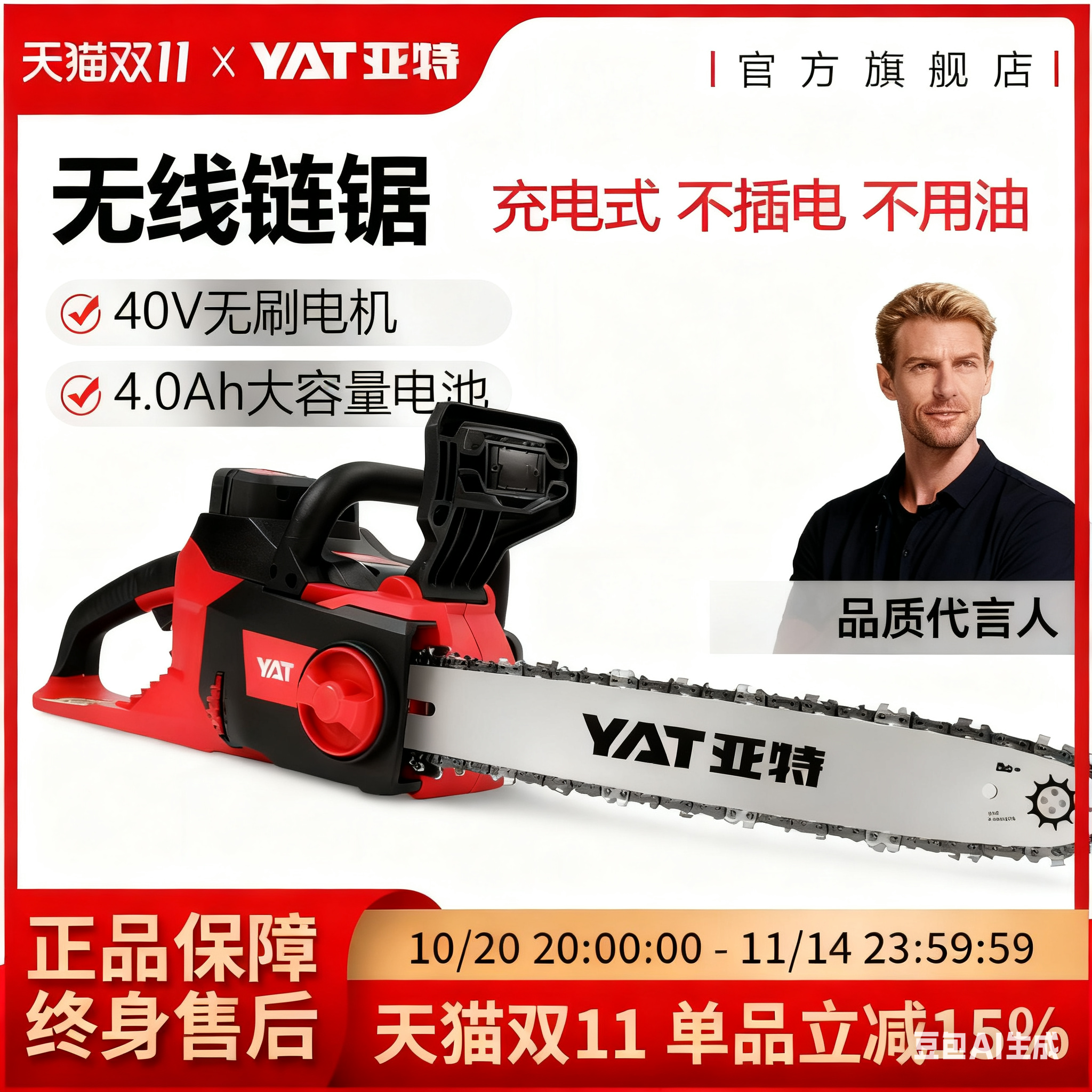 yat亚特锂电大功率无线伐木锯