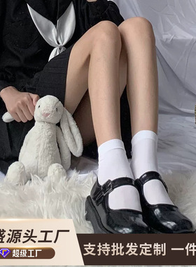 白色天鹅绒短袜袜子夏女短款jk丝袜夏天中筒袜日系制服小腿袜
