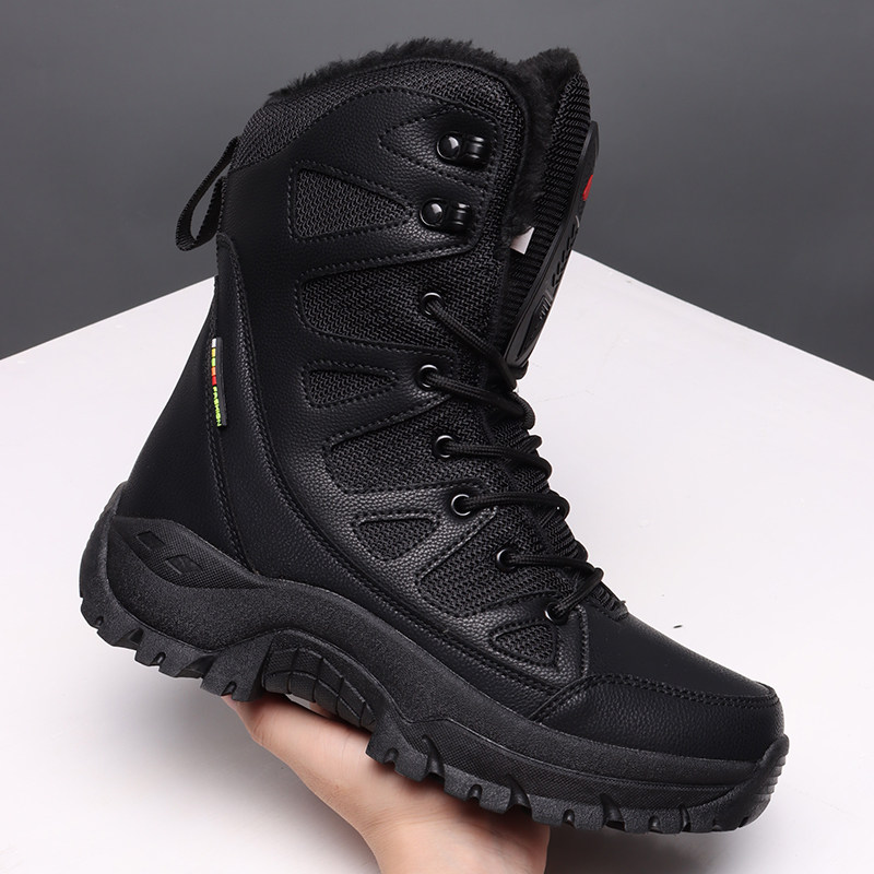 NORTHEAST SNOW BOOTS MENS TALL COTTON SHOES MENS WINTER FLEECE THICKENED WARM LEATHER WATERPROOF PLUS SIZE MARTIN BOOTS 46