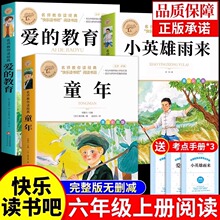 全套3册 童年爱的教育和小英雄雨来六年级上册必读正版的课外书高尔基原著完整版快乐读书吧六上阅读书籍鲁滨逊漂流记下册书目
