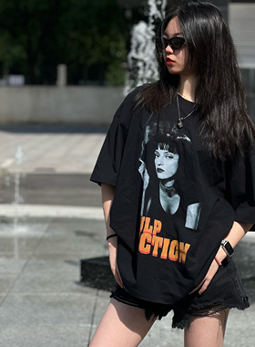 YXY【Pulp Fiction低俗小说】重磅美式复古休闲T恤男女同款短袖潮