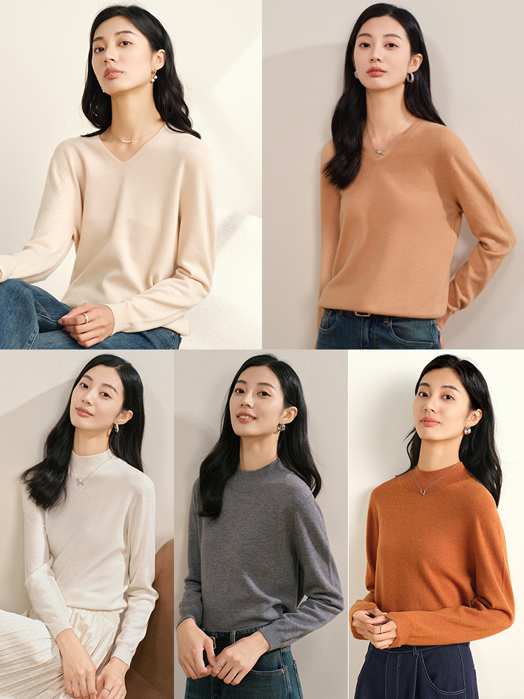 秋冬绵羊毛针织衫海澜优选半高领