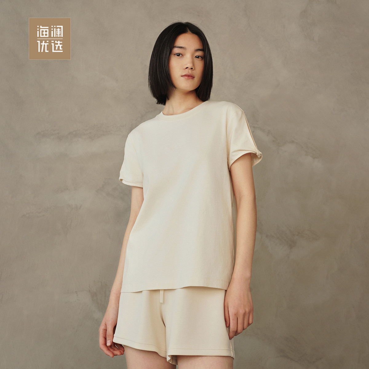 扭结镂空刺绣清爽凉感舒适女短袖T恤海澜优选夏季热卖