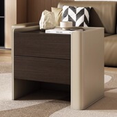 实木床头柜2025新款 极简轻奢高级感家用卧室创意收纳盒 意式