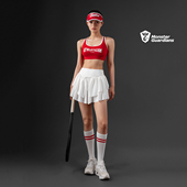 Monster Guardians双层荷叶边防走光打底网球白色运动半身裙女夏