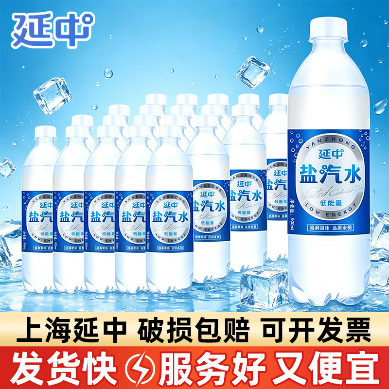上海延中盐汽水600ml*20瓶整箱清淡咸味饮料夏日解渴防暑降温饮品