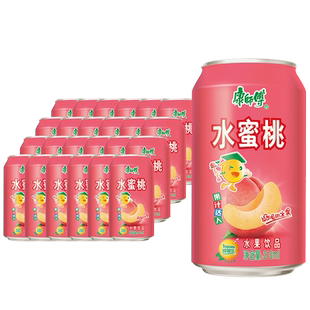 康师傅水蜜桃味310ml*24罐水果汁味夏日清凉听装茶饮料整箱批发
