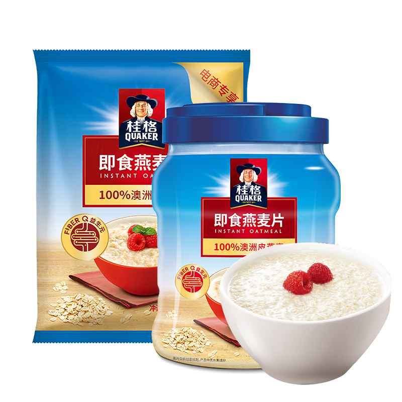 桂格即食燕麦片原味1000g*3袋谷物冲饮早餐速食免煮营养代餐小吃