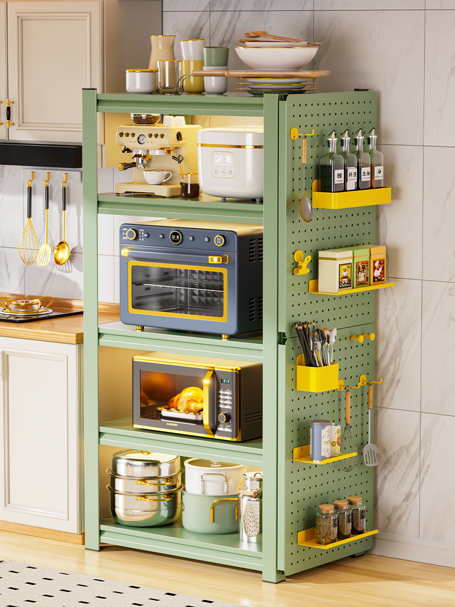 厨房微波炉置物架家用钢制多层储物架电饭锅烤箱落地杂物收纳架子