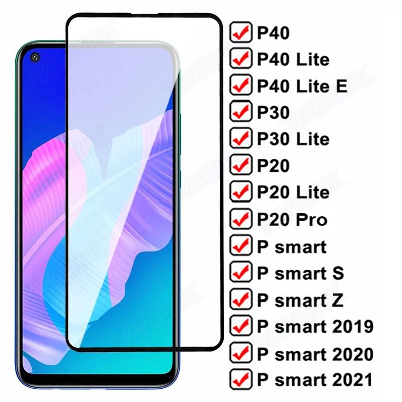 9D Full Protection Glass For Huawei P20 P30 P40 Lite E Psmart S Z Tempered Screen Protector P smart 3C数码配件 耳机保护套 原图主图