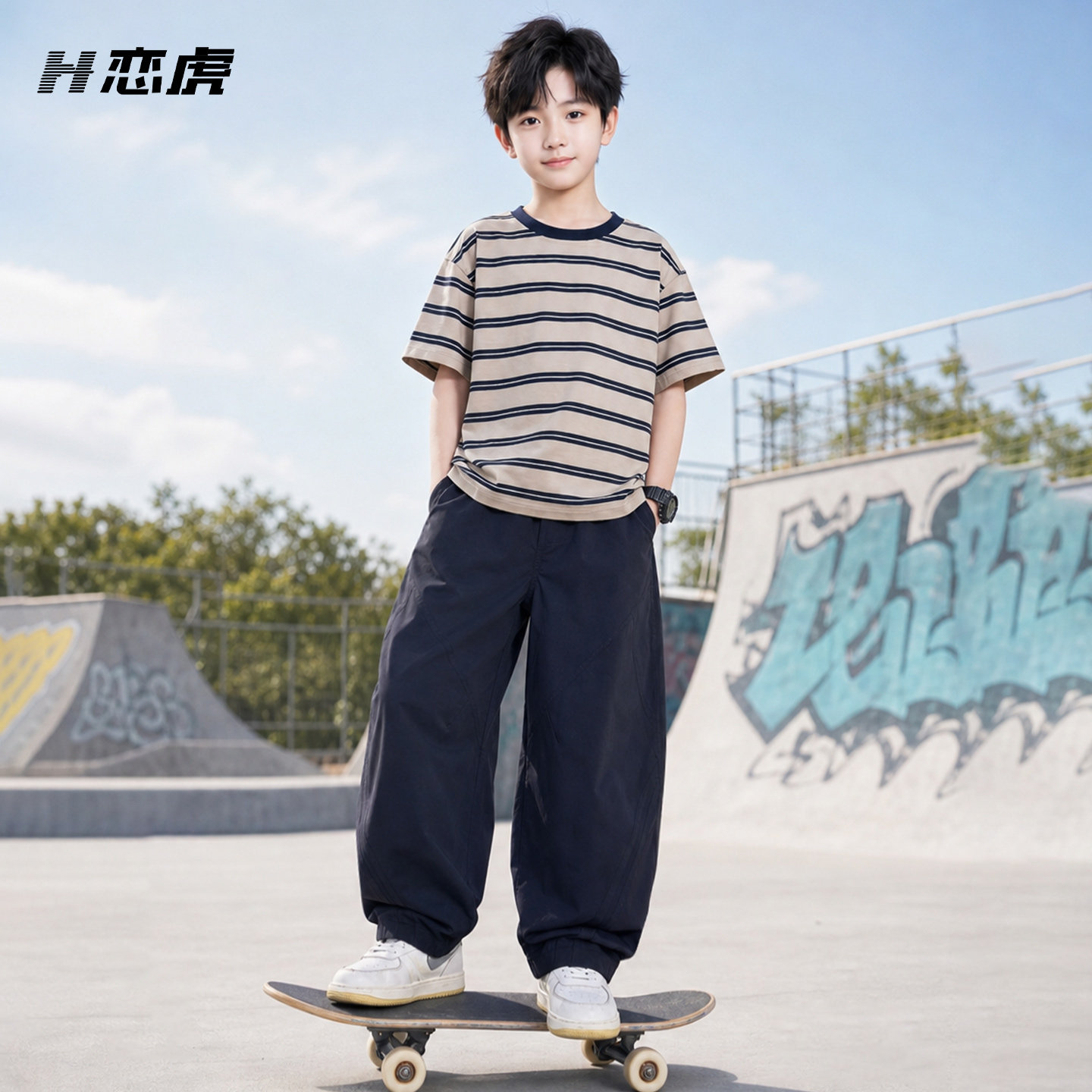 童装男童夏套装2026新款儿童夏装圆领短袖薄款运动衣服男孩中大童