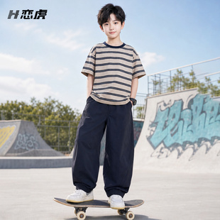 童装男童夏套装2026新款儿童夏装圆领短袖薄款运动衣服男孩中大童
