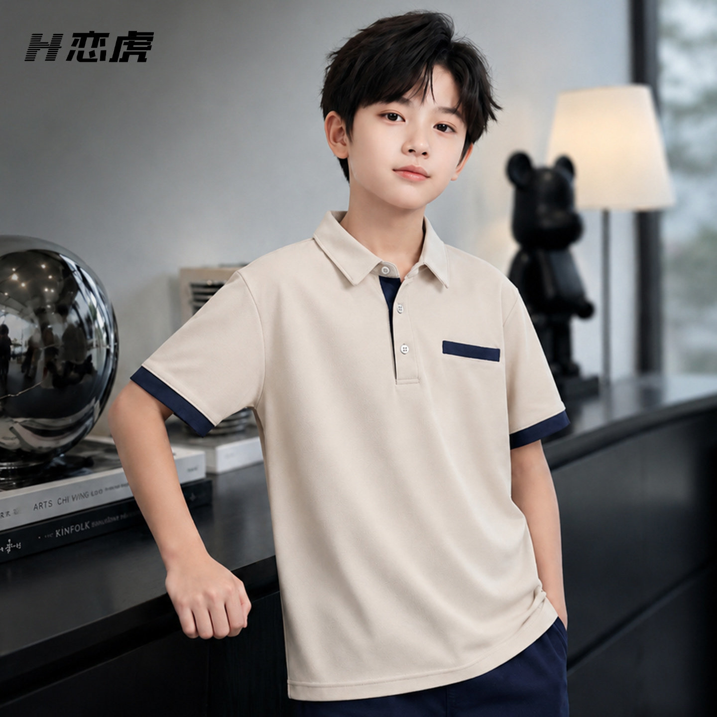 男童短袖t恤夏装2026新款儿童Polo衫学生运动上衣薄款男孩中大童