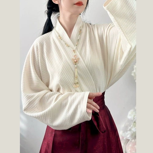 Выступление 2024 Новый оригинальный Hanfu Interstitial Knitwear рубашка ежедневное улучшение элементов Han, женская одежда древнего стиля