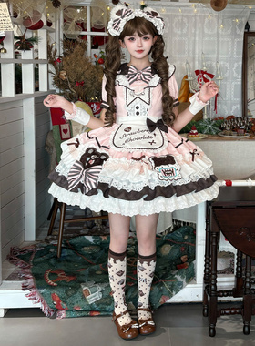 言然Lolita原创OP短袖连衣裙甜美可爱连衣裙【莓有那么巧】尾款