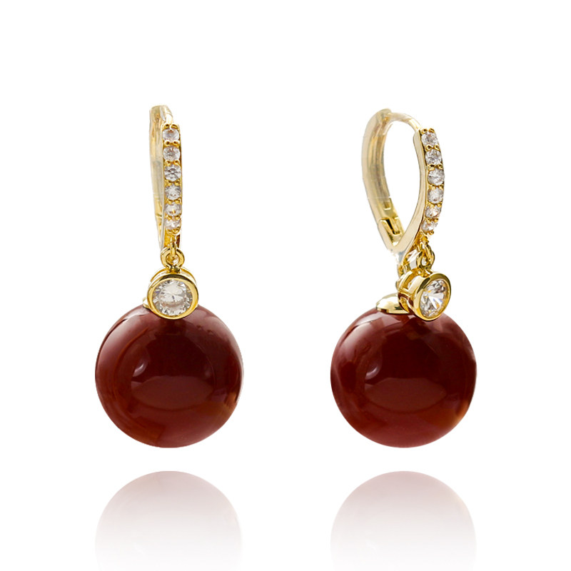 【红颜】2025喜庆红色珠珠流苏耳扣时尚设计女士百搭气质耳环1607