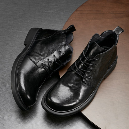 商务休闲靴子高帮马丁靴2023秋冬