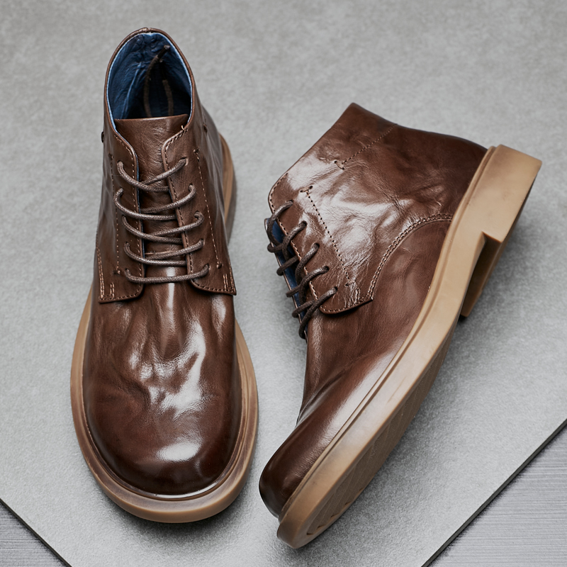 真皮马丁靴男士秋冬平底休闲