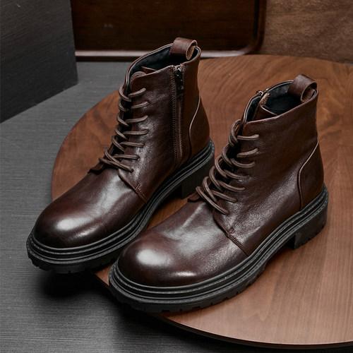 复古男靴真皮马丁靴2023秋冬