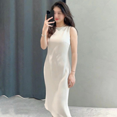 2024春季 新品 女装 Th同款 三醋酯纤维混纺鱼尾型连衣裙 L0109606