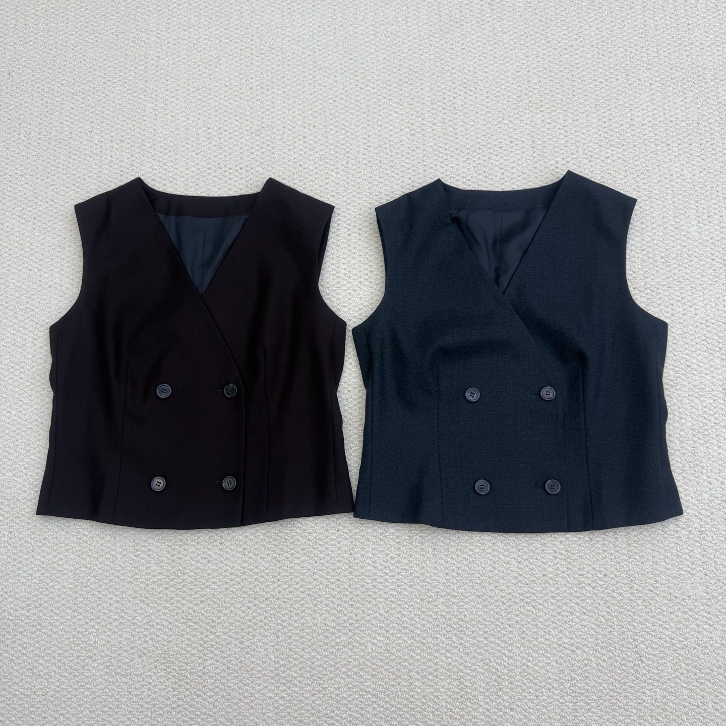 双排扣羊毛法兰绒马甲