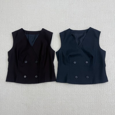 双排扣羊毛法兰绒马甲