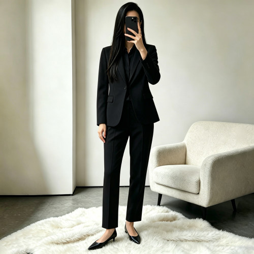 Th同款 2026春夏新款女装 三醋酯纤维混纺窄腿九分裤 K0109203