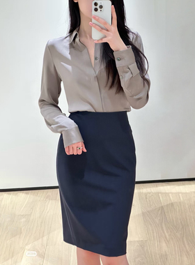 Th同款 2025秋冬新品女装 桑蚕丝翻领修身长袖衬衫 M0102536