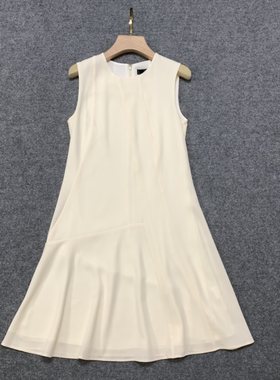 TH 夏女装【清货】 三醋酯混纺竖条纹理无袖背心连衣裙 M0509622