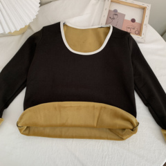 Real price real shot winter Korean Plush thickened round neck T-shirt