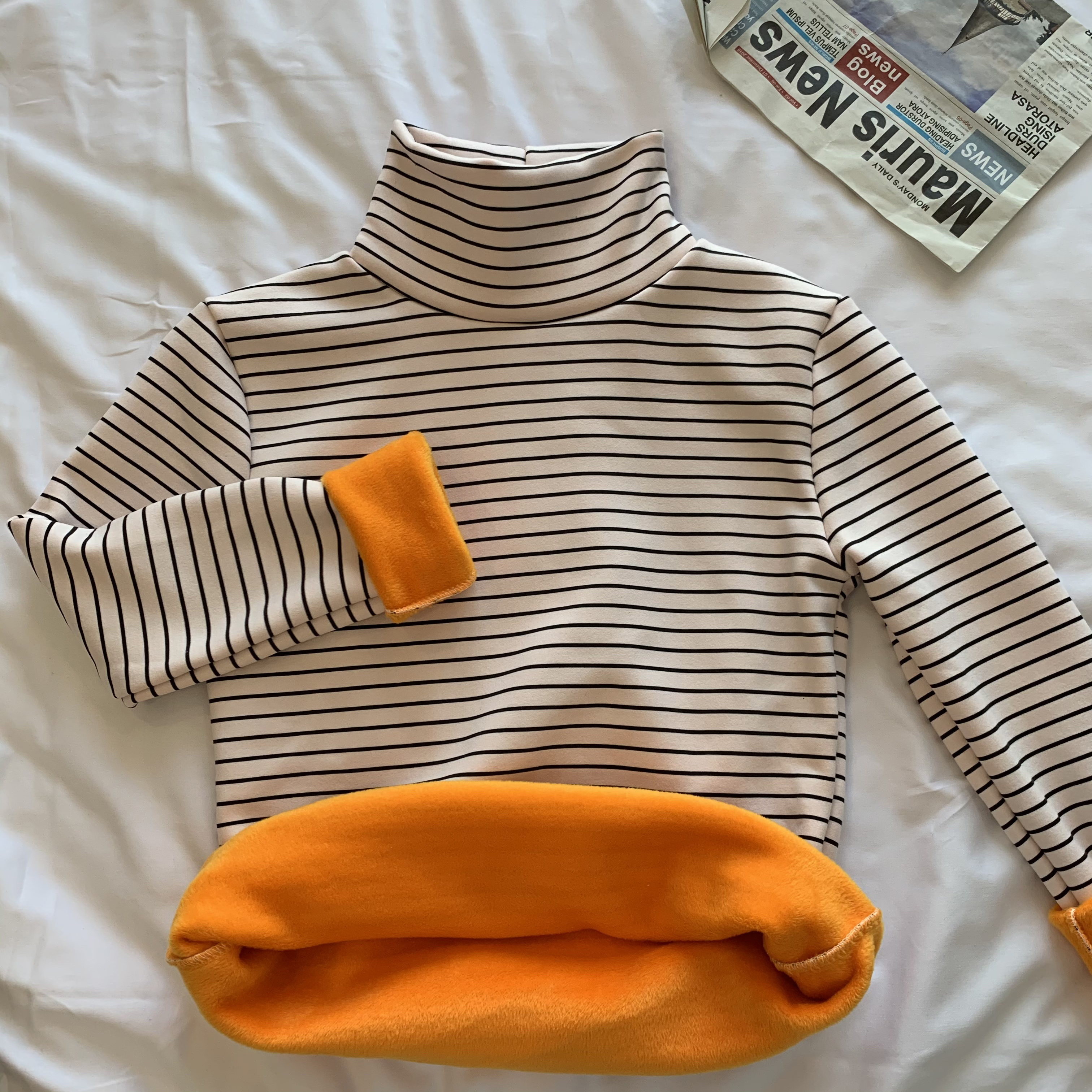 Real price winter Korean striped high collar Plush thick versatile thin warm bottom top