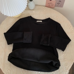 Real price real shot winter velvet thick versatile T-shirt simple to wear outside with solid color inside