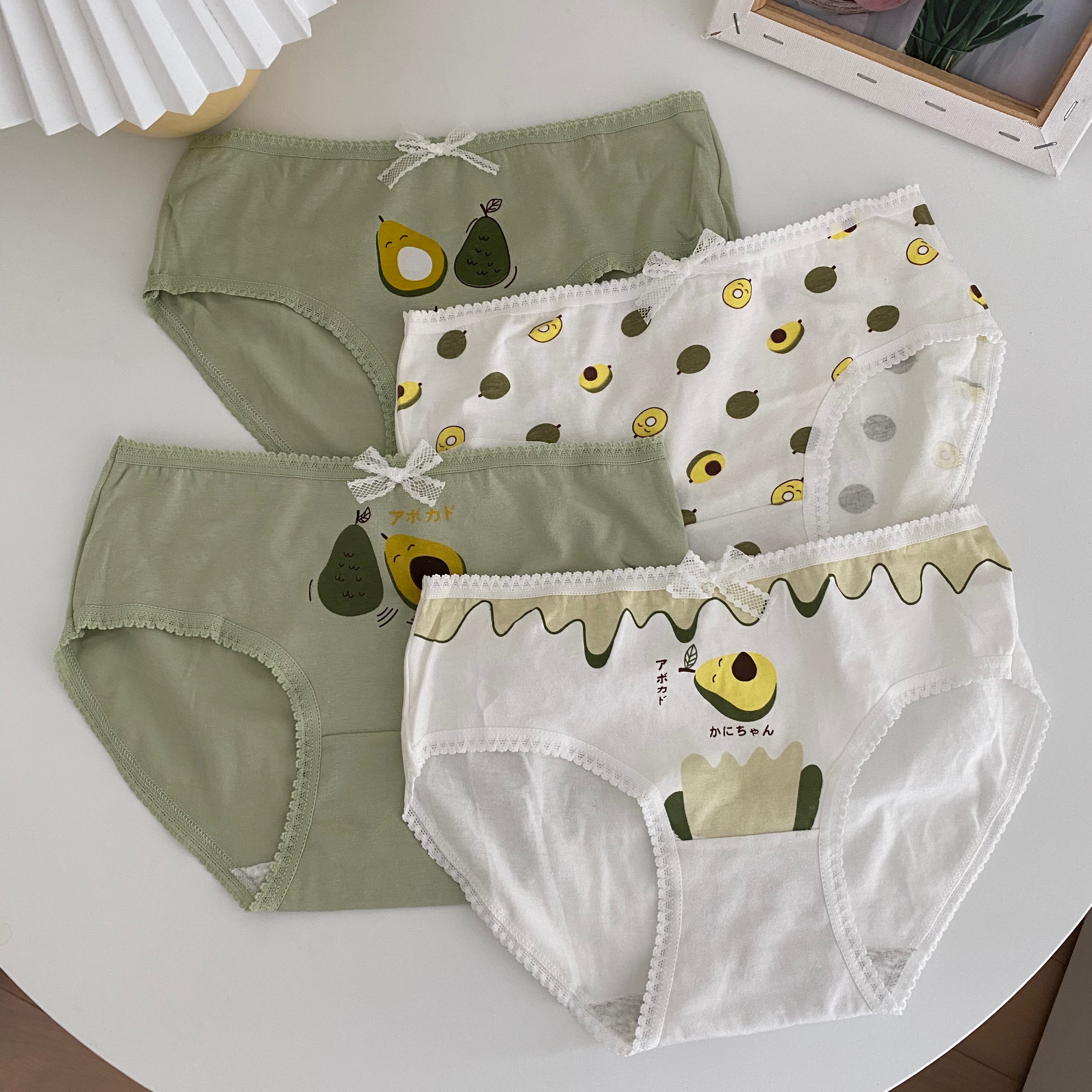 Real price sweet avocado bow waist cotton underwear women's triangle bottoms 4 Pack