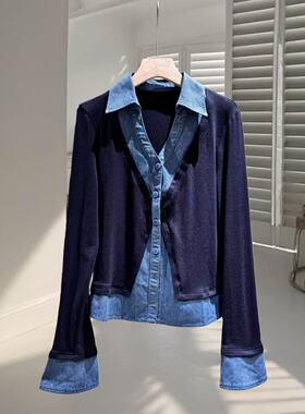 高端定制 欧洲站  假两件百搭显瘦衬衫S91375