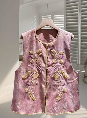 高端定制 欧洲站  轻奢钉珠时尚显瘦马甲S130048