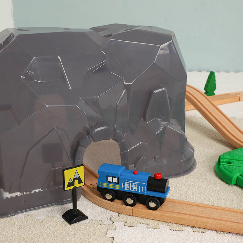 CHILDRENS LE COOL SMALL TRAIN TRACK MOUNTAIN SET LARGE BUILDING BLOCK TOY WOODEN BOY AND GIRL MODEL CAR COMPATIBLE BRIO