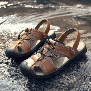 特大码凉鞋男46加肥加大码47夏季户外皮凉鞋48软底包头49沙滩鞋50