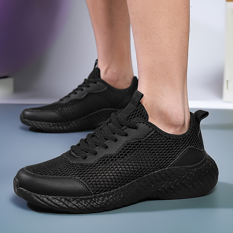 中老年黑色网鞋45夏季薄款运动鞋46加肥加宽工作鞋47男鞋特大码48