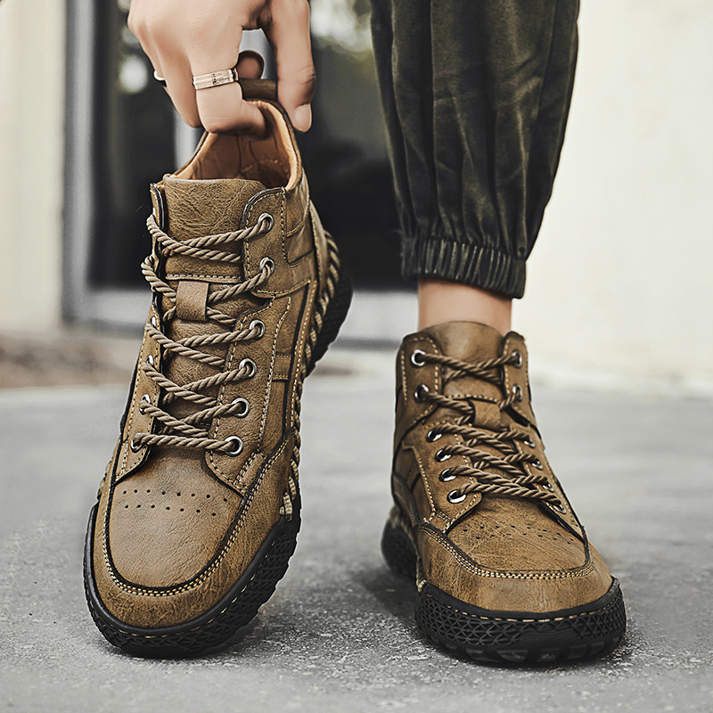 大码工装休闲鞋45码秋季新款户外男鞋46码冬季加绒马丁靴高帮短靴